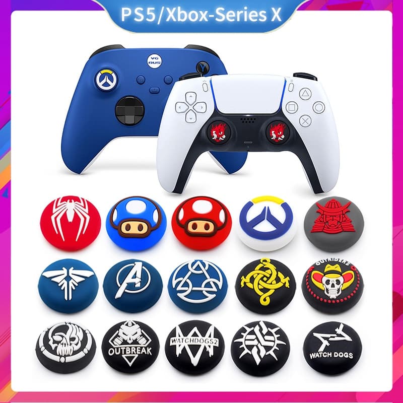 Par de Grip Protetora de Silicone para Analógicos de Controles PS4, PS5, Xbox Series, One e 360