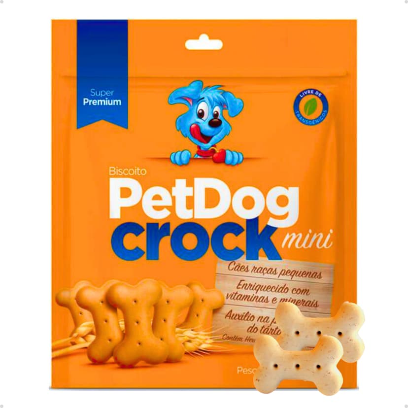 Biscoito Petisco para Cachorro PetDog Crock Super Premium Mini Raças Pequenas 1 Kg