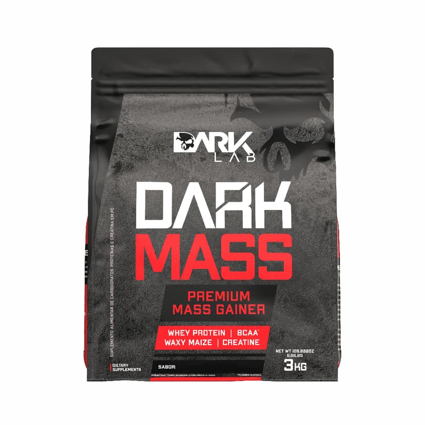 Hipercalórico Dark Mass 3kg Dark Lab - Whey Protein, Creatina, BCAA, Waxy Maize, Premium Mass Gainer