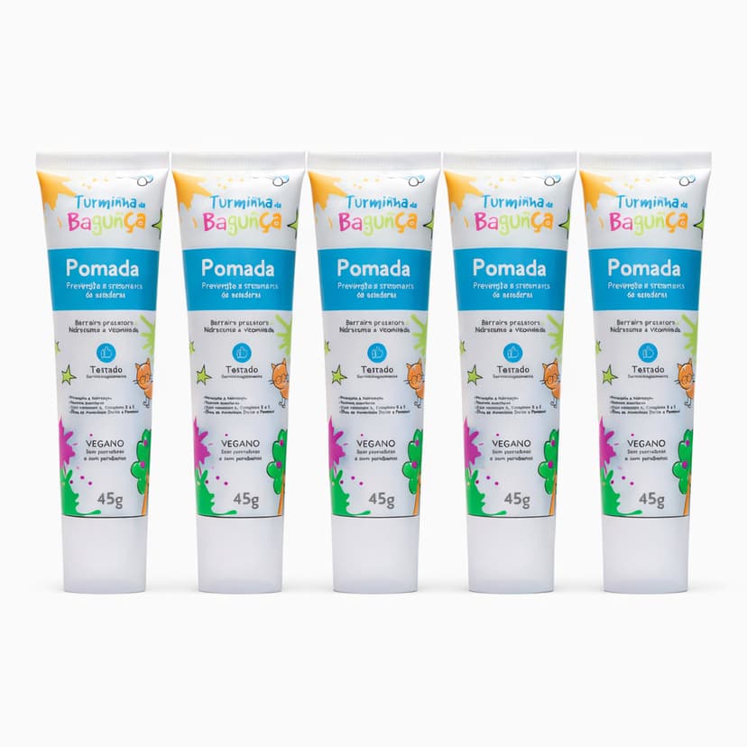 Kit 5 Pomadas Preventivas para Assaduras 45g Turminha da Bagunça Pomada Bebê