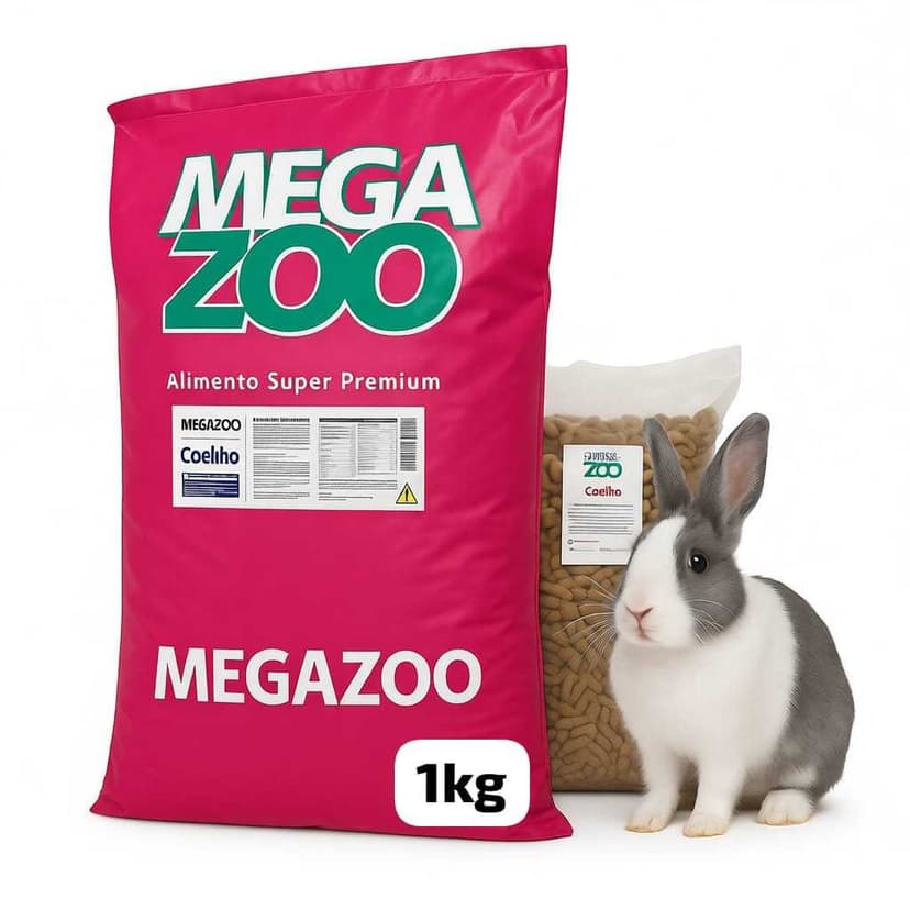 Ração Coelho 1kg - Adultos - Megazoo Super premium - Embalagem granel
