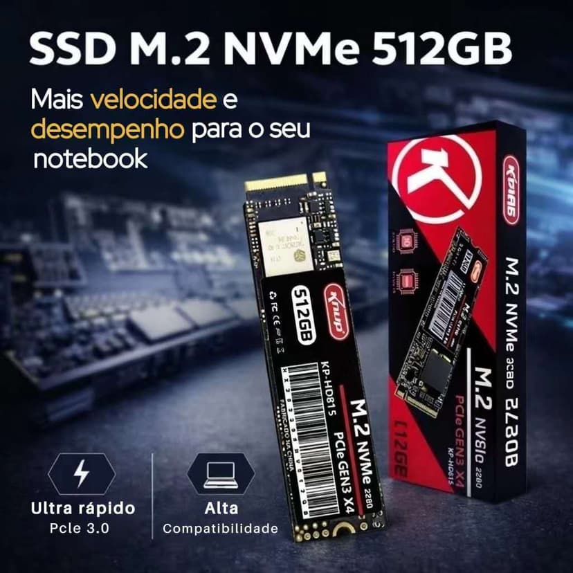 SSD 512GB M.2 NVMe 3.0 2280 PCle GEN3 X4 SpeedRam 3D NAND KNUP – Upgrade Rápido e Seguro