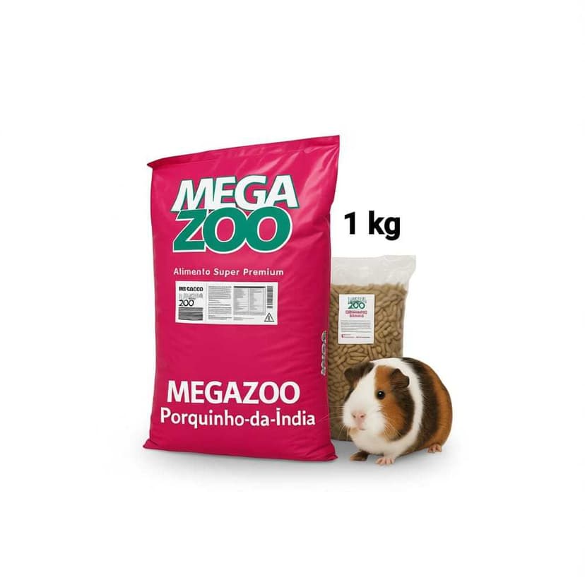 Ração Porquinho-da-india 1kg - Megazoo super Premium Extrusada - embalagem a granel