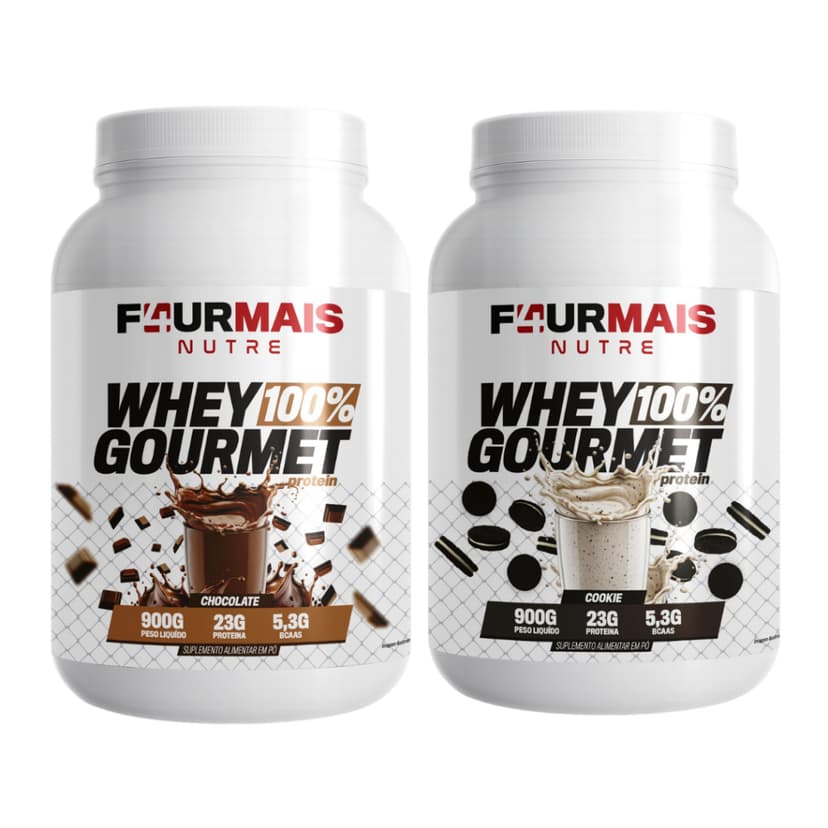 Kit 2 Whey Protein Gourmet 900g F4URMAIS – 23g Proteína + 5,3g BCAA –  Alta Performance