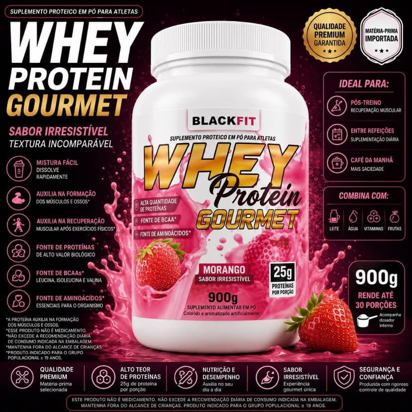 Whey Protein 900g Muito Barato Bom e Saboroso - Massa Muscular Academia Fitness Treino Tênis Camiseta ENVIO RAPIDO