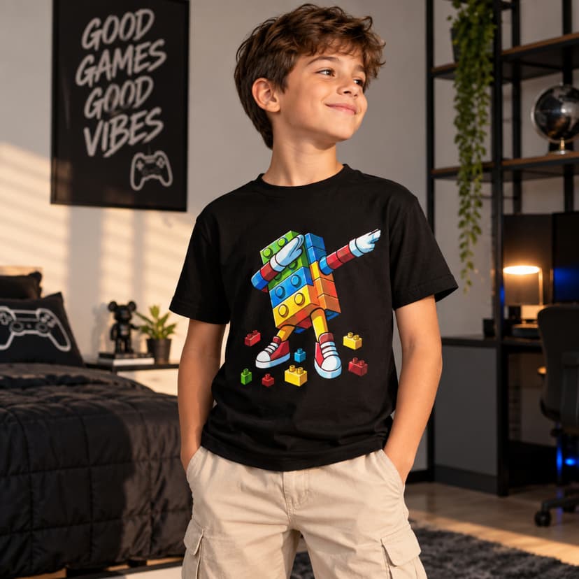 Camisa Infantil Lego Dab Camiseta Algodão Criança Junior Blusa Tshirt Menino Desenho