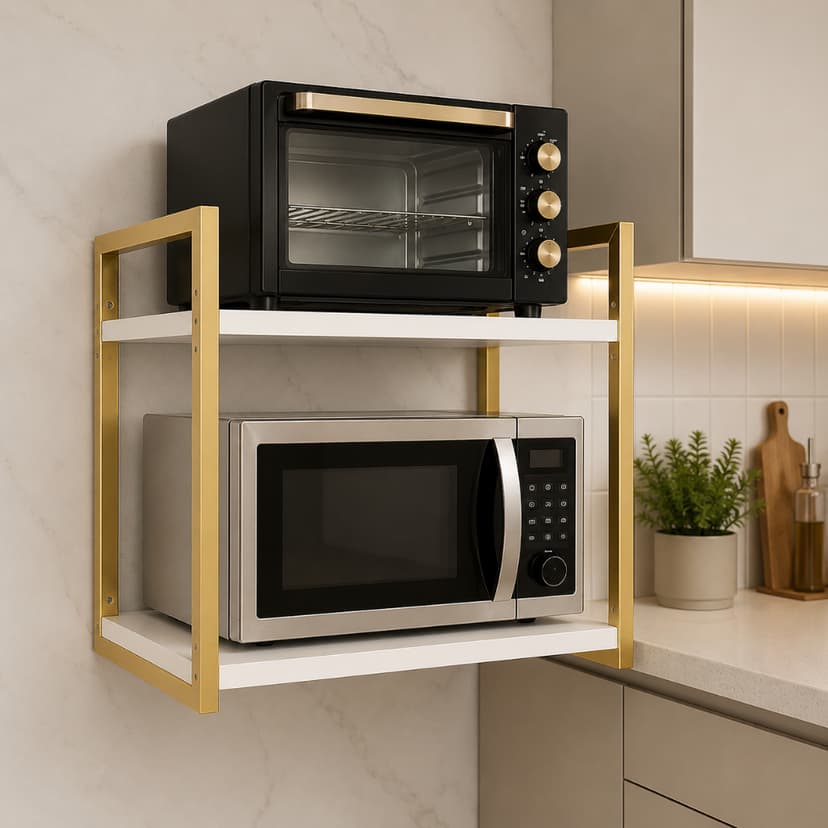Suporte de Microondas 60cm Forno Air Fryer Nicho Organizador cozinha Prateleira Mdf Casa Apartamento