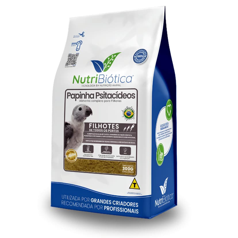 Papa Psitacídeos Filhotes Nutribiotica Super Premium Papinha Ração 300g Papagaio Calopsita Ringneck