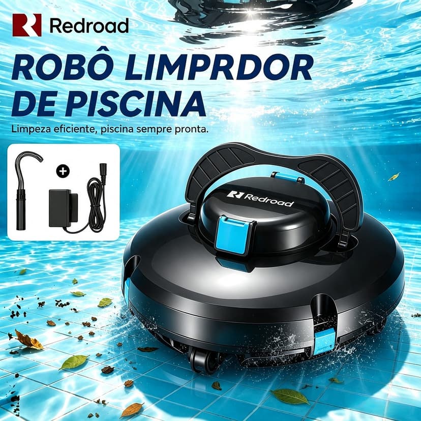 Aspirador de piscina sem fio autonomia prolongada de 130minutos limpa piscinas de até 1100m² Redroad S1 robo inteligente
