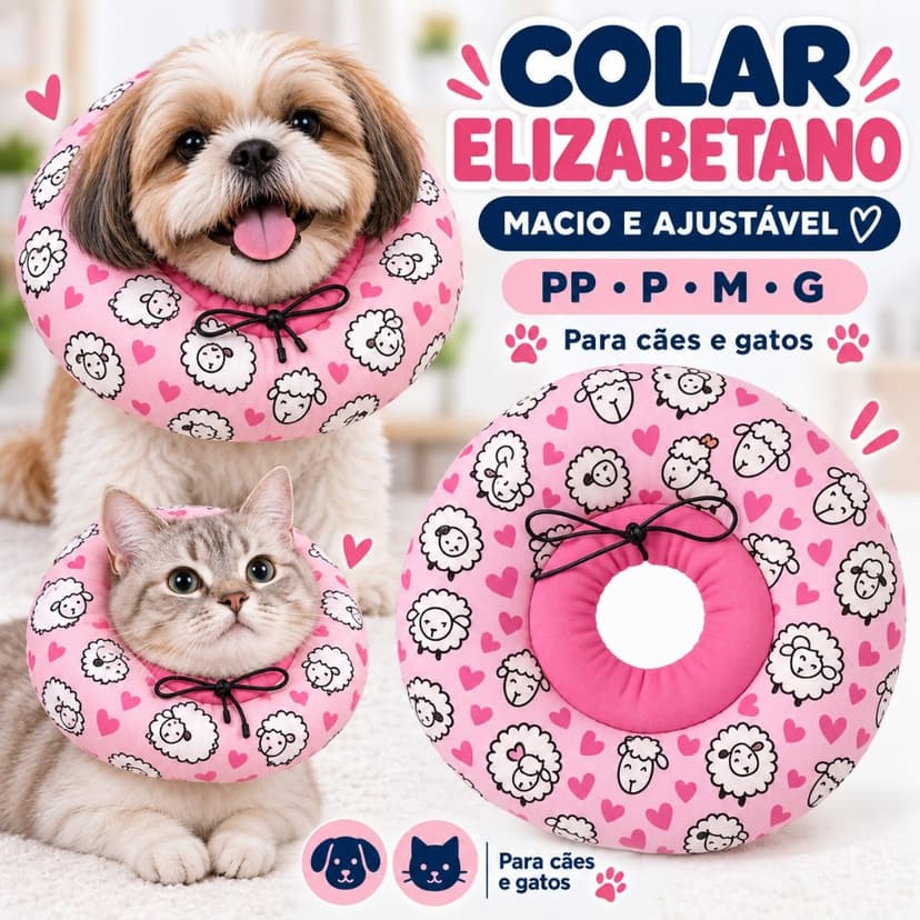 Colar Elizabetano Ajustável Macio Gatos E Cães Pequenos