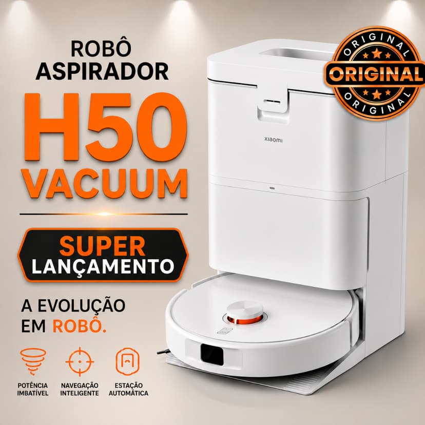 Robô aspirador H50 Lavagem automática Estação autolimpante + sucção potente 10.000Pa