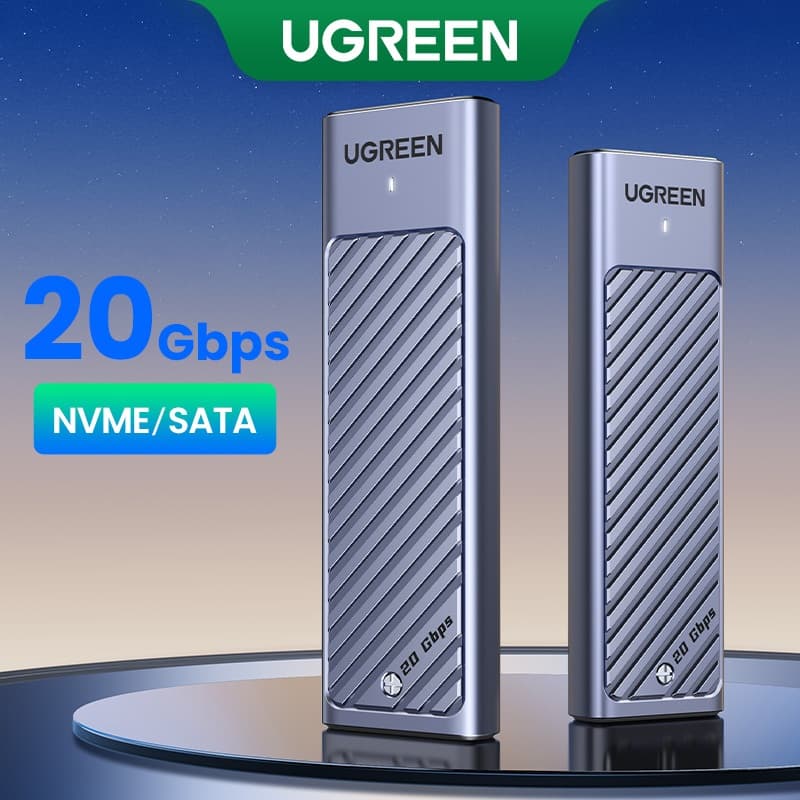 UGREEN M2 Caixa SSD M . 2 NVMe SATA Adaptador De 20Gbps USB 3.2 Gen2 Externa C Suporta Chaves E B &