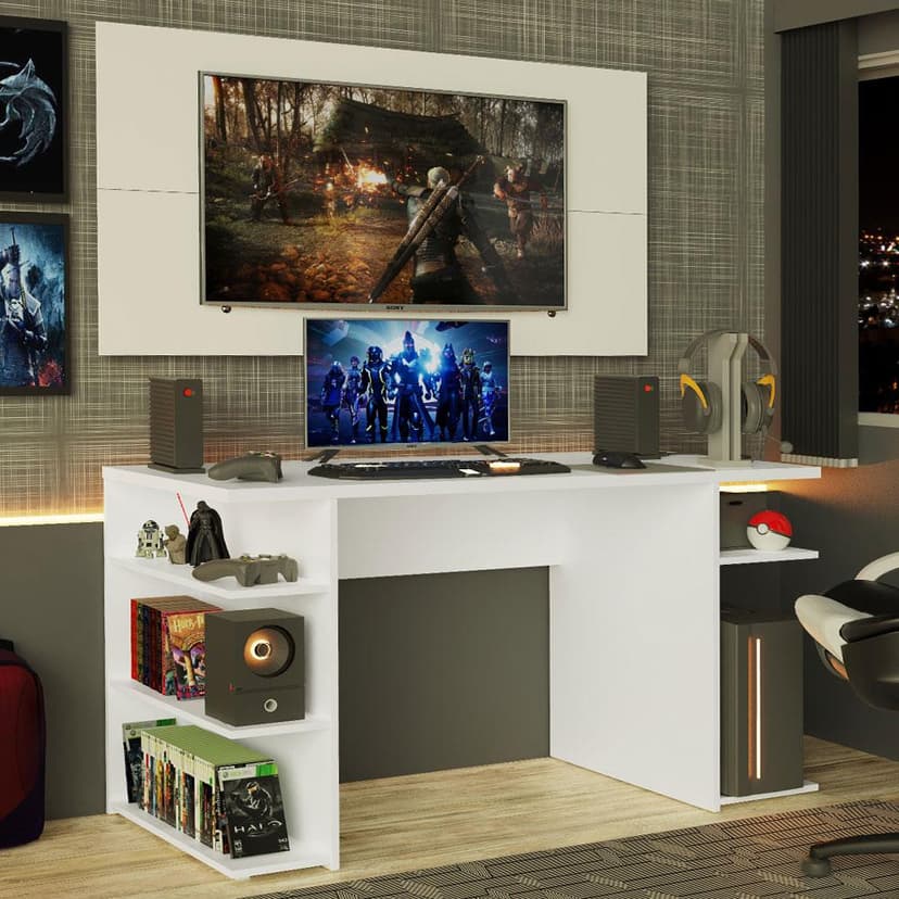 Mesa Para Computador Gamer E Painel Tv Madesa - Preto XAMDFC0200028N