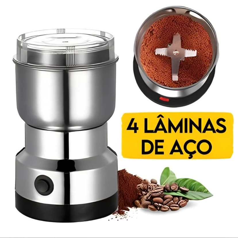 Moedor De Café Grão Sementes Elétrico Inox Portátil 110V