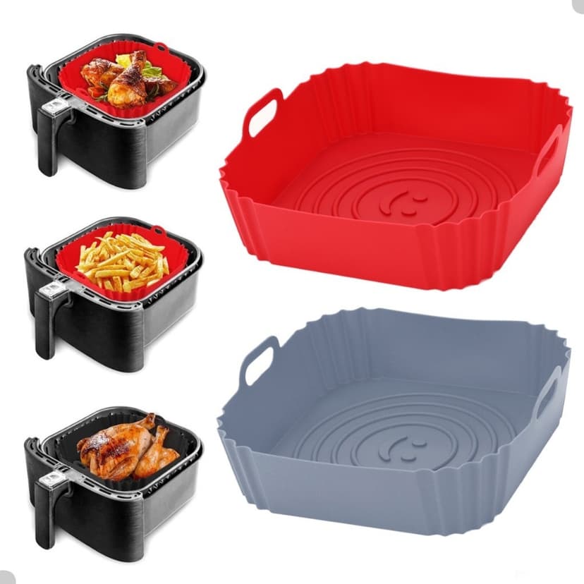 1/2/3 Formas de Silicone Quadrada 18x18cm Assadeira Air Fryer e Forno Forma para Fritadeira Elétrica com Alça