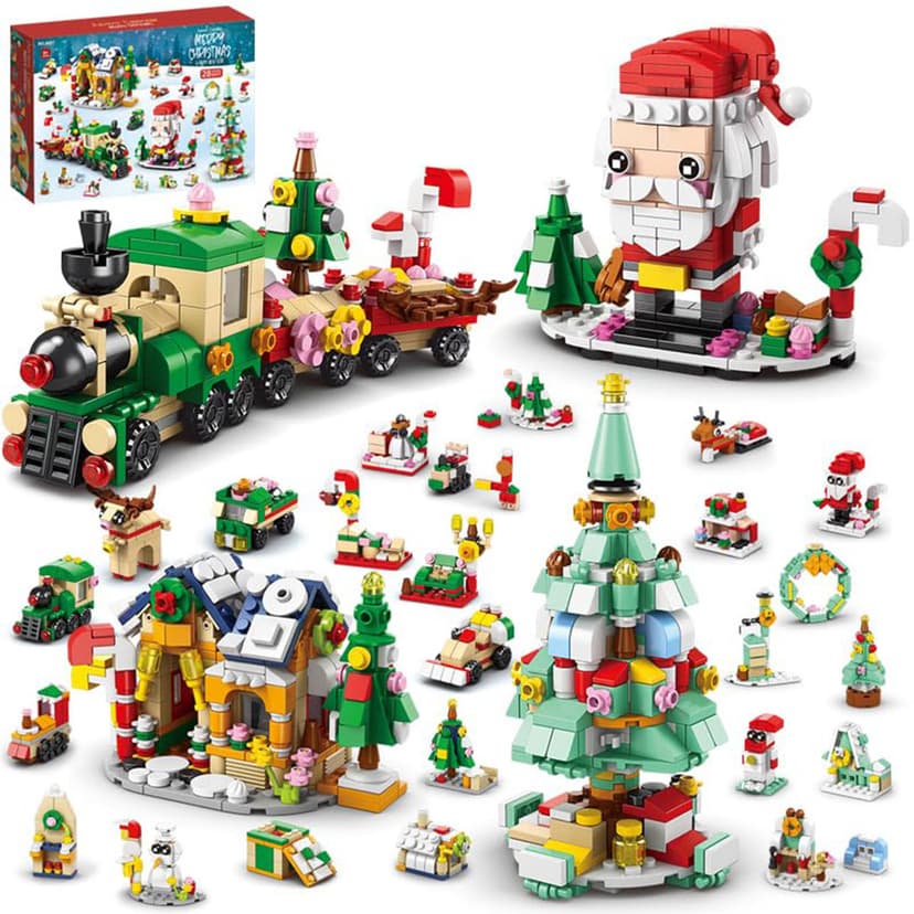 24 Dias Presente de natal compatível for LEGO árvore de natal brinquedos educativos montados para crianças blocos