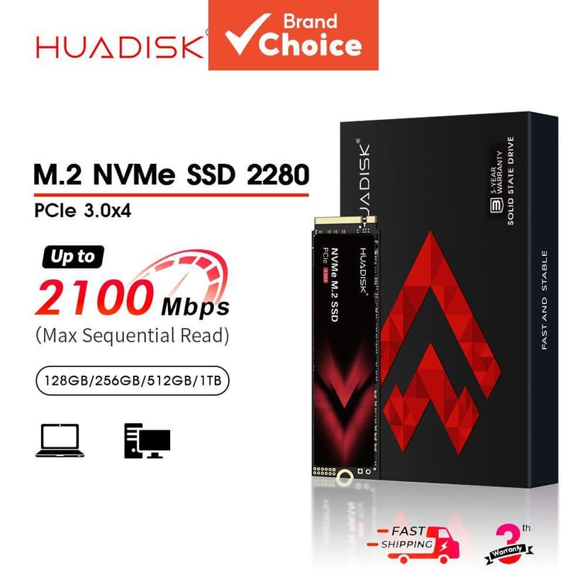 HUADISK NVMe M . 2 128 Gb SSD 2280 PCIE 3.0 Disco Rígido Interno Para PC Desktop
