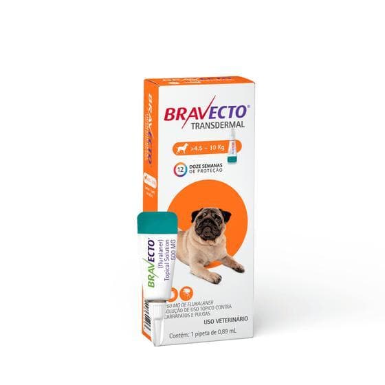 Antipulgas e Carrapatos Bravecto Transdermal Msd Cães 4,5 a 10kg 250mg