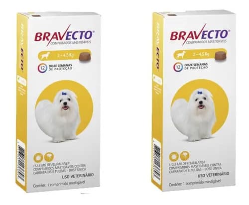 2 Bravecto Cães De 2 A 4,5kg Antipulgas Imediato Msd