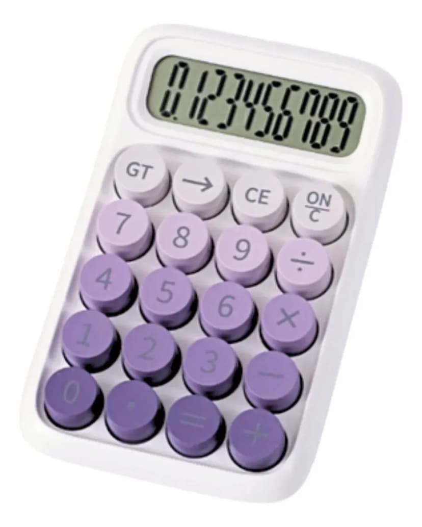 Calculadora Multicolor Solar Teclado Mecânico 10 Dígitos Roxo