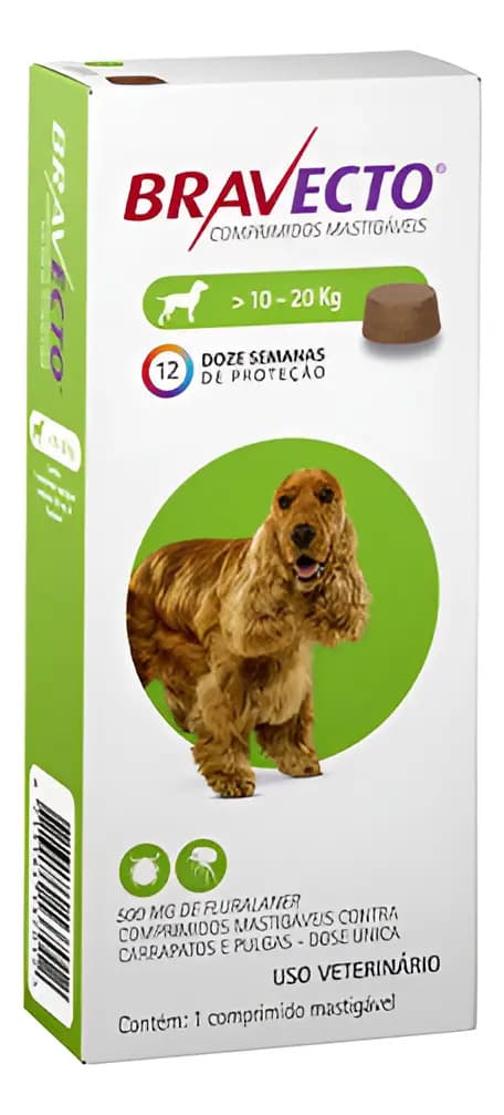 Antipulgas E Carrapatos Msd Bravecto - Cães 10 A 20kg 500mg