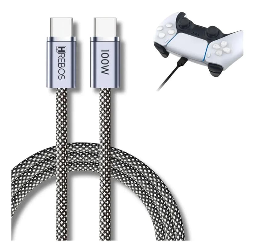 Cabo Carregador Usb-c Para Controle Ps5 E Ps5 Pro 2 Metros Preto