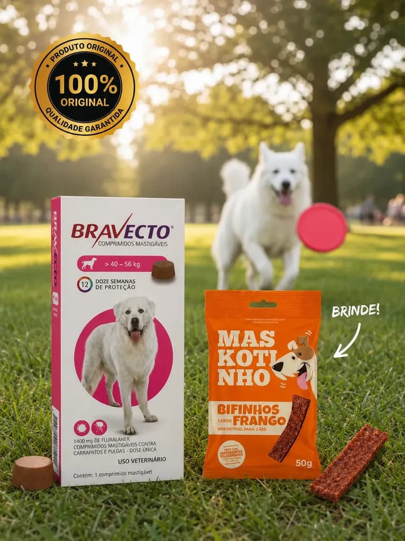 Bravecto Cães Comprimido Mastigável Antipulgas e Carrapatos 40-56kg 1400mg