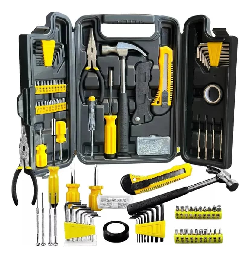 Kit Chaves Jogo Ferramentas Maleta Completa 200 Peças Prateado