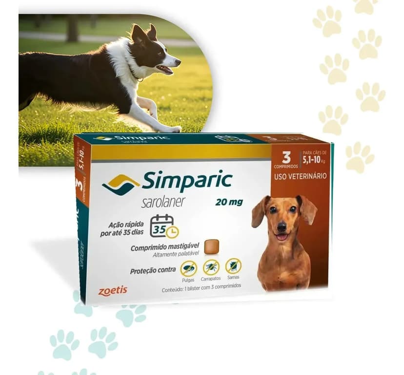 Simparic 20mg Antipulgas 5 A 10kg Zoetis 3 Comprimidos Laranja