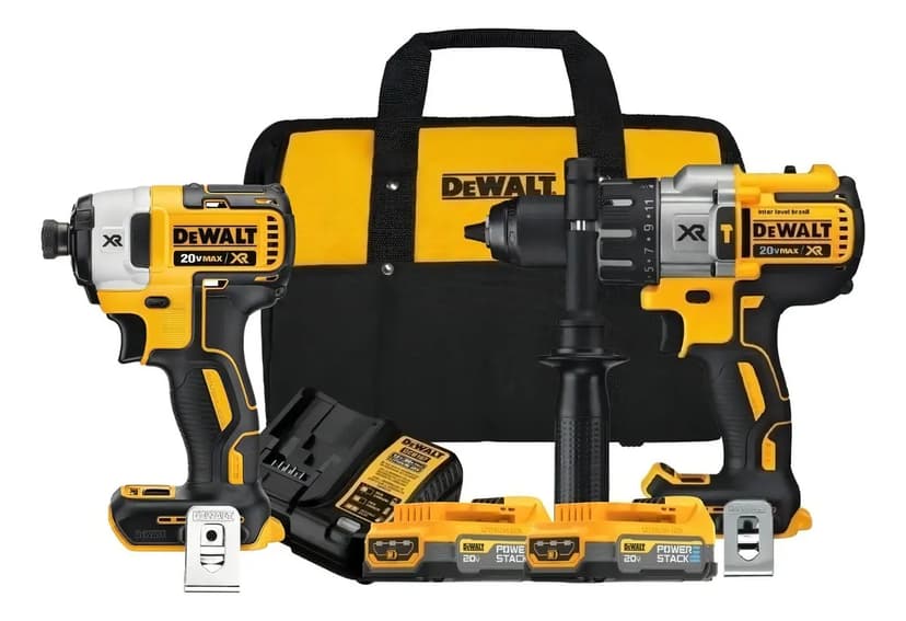 Parafusadeira e Furadeira 13mm DEWALT + Parafusadeira de Impacto 6,35 mm DCK299H2 Com Carregador e Bolsa