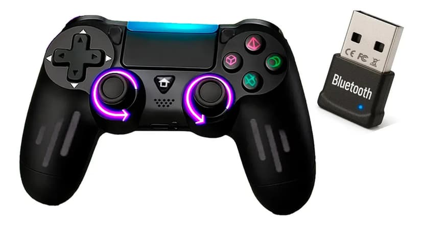 Controle Gamer Bluetooth Pc/notebook + Adaptador Usb Sem Fio Preto