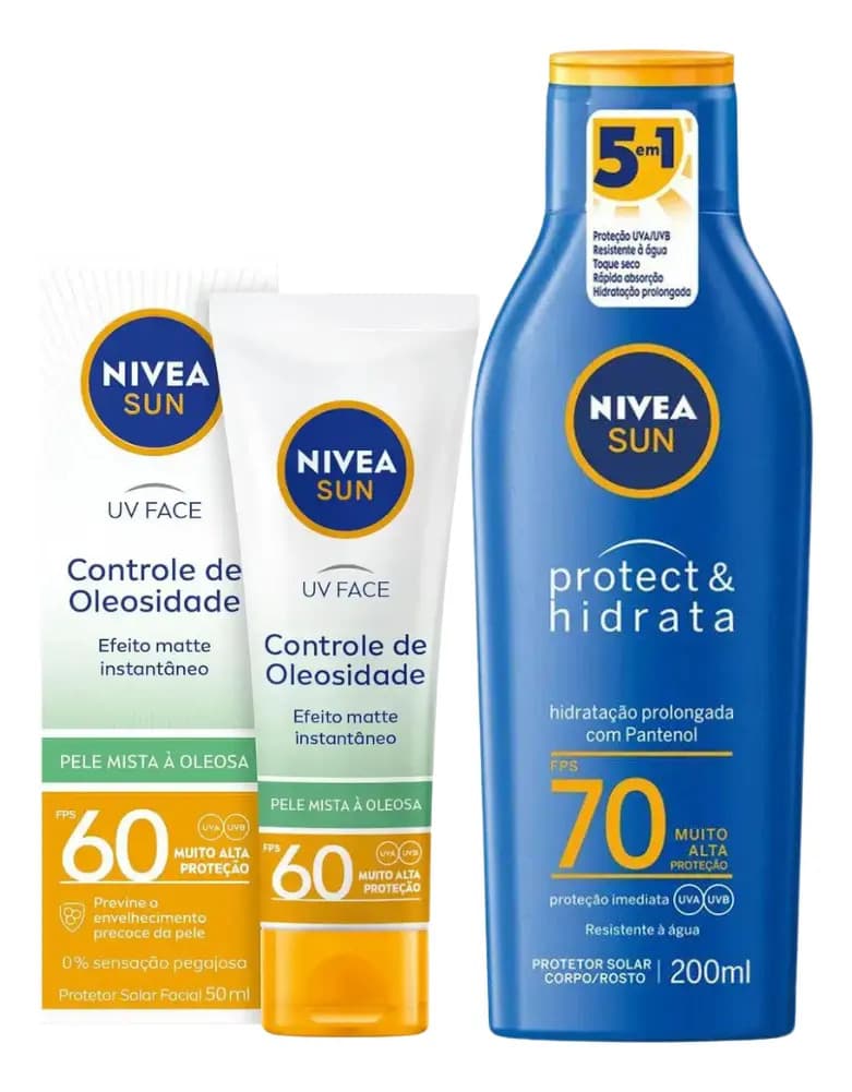 Kit Nivea Protetor Solar Fps70 200ml+protetor Facial Fps60