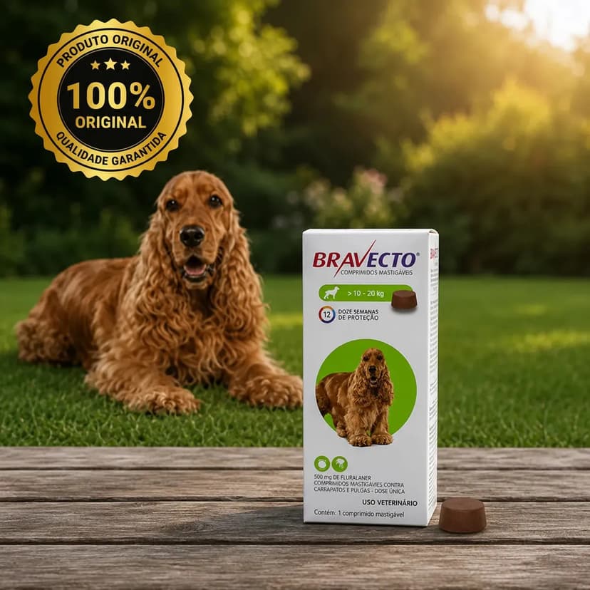 Bravecto Cães Comprimido Mastigável Antipulgas e Carrapatos 10-20kg 500mg