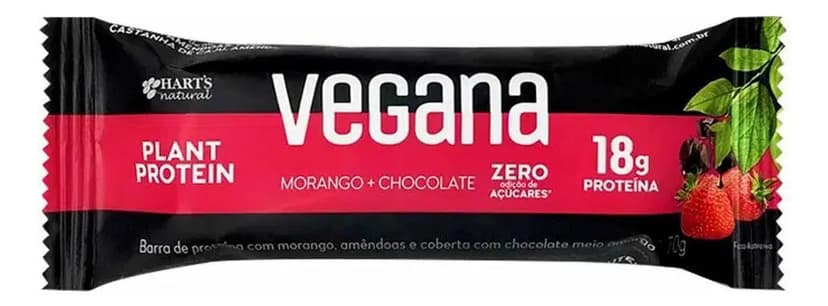 Barra Proteína Vegana Morango Chocolate Zero Hart's Natural