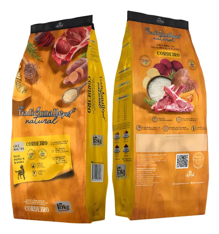 Ração Super Premium Cordeiro 15kg Cães Médios e Grandes UltraAlimentos