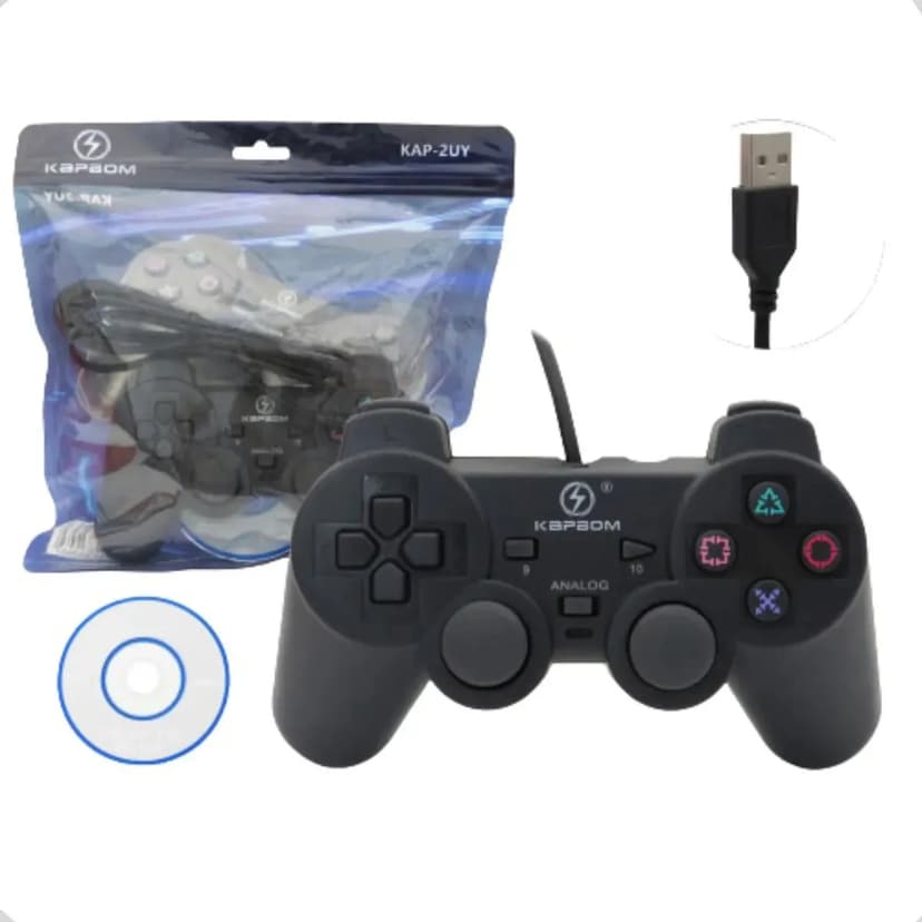Controle Gamer Joystick Pc-usb Computador Notebook C/ Fio Preto