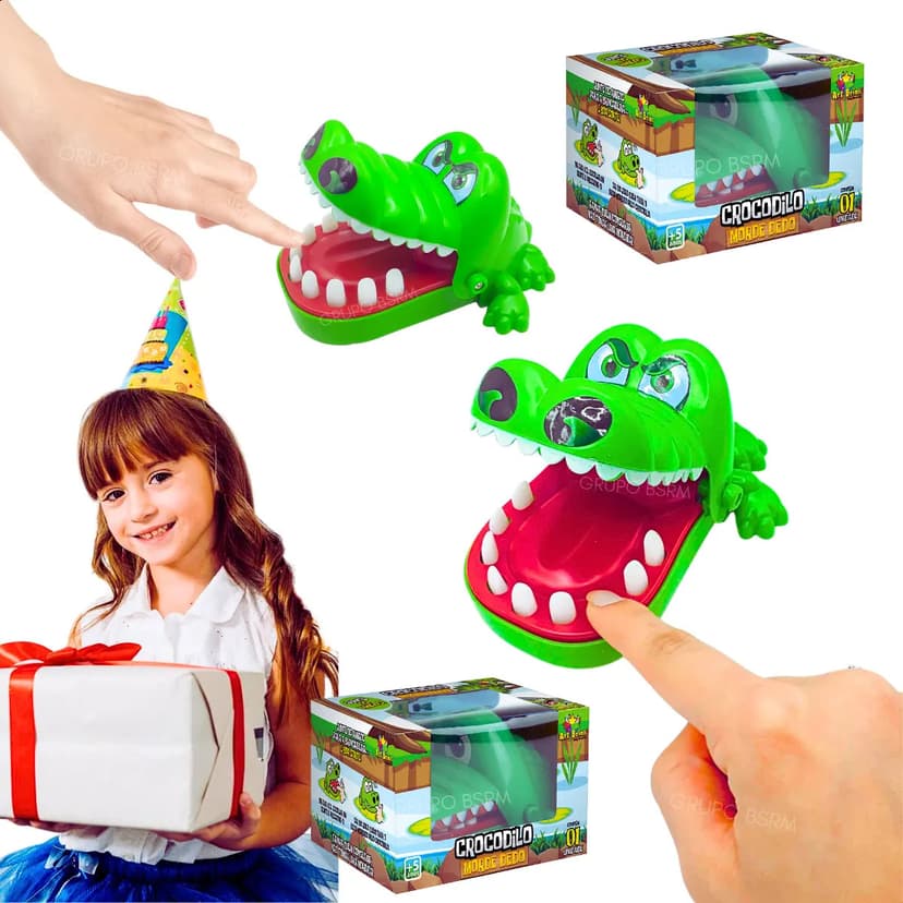 Kit 2 jogos tabuleiro crocodilo morde dedo infantil jacare dentista presente menino menina brinquedo para criança 3 anos Art Brink