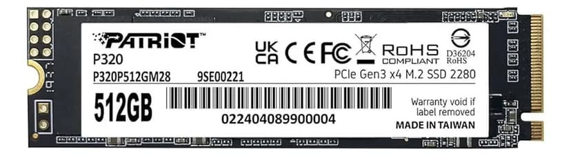 SSD NVMe M.2 Patriot P320 512GB Preto PCIe Gen 3.0 Gamer