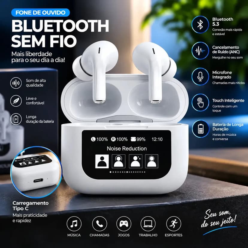 Fone Bluetooth Joog Air2 Vision Branco