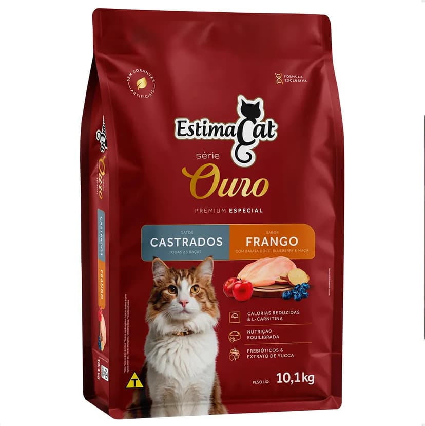 Ração Gato Estimacat Ouro Castrado Carne Batata Doce 2,5kg