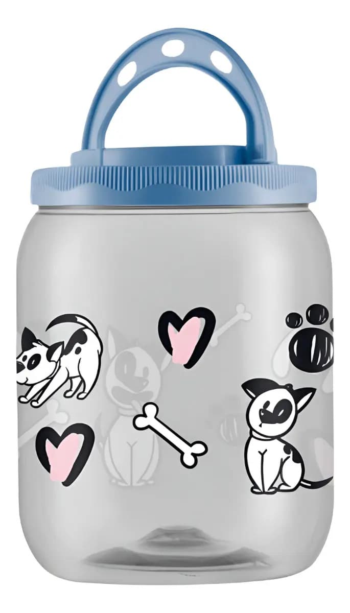 Pote Porta Ração Petisco Cachorro Tampa De Rosca E Alça 1,7l Cor Azul-celeste