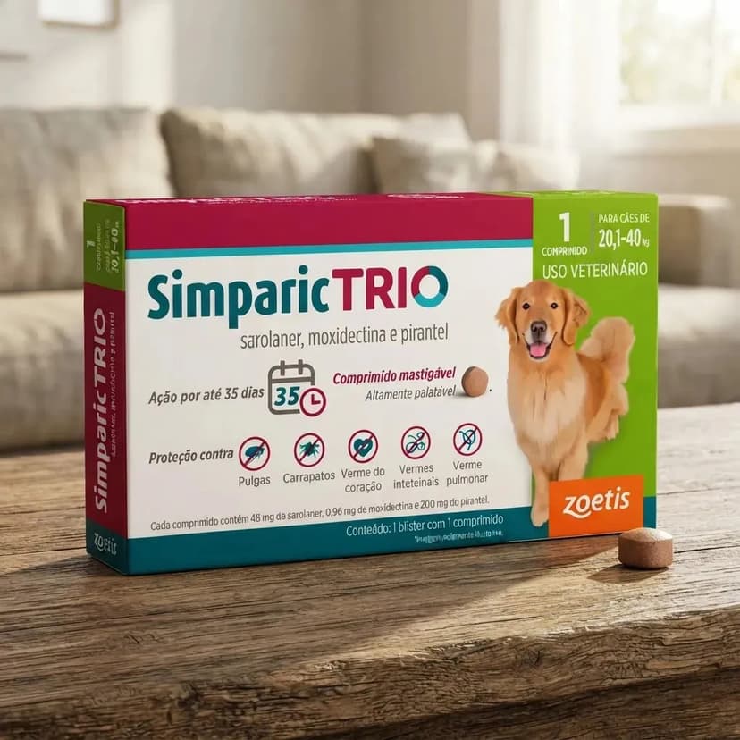 Simparic Trio 48mg Antipulgas Cães 20,1 A 40kg 1 Comprimido
