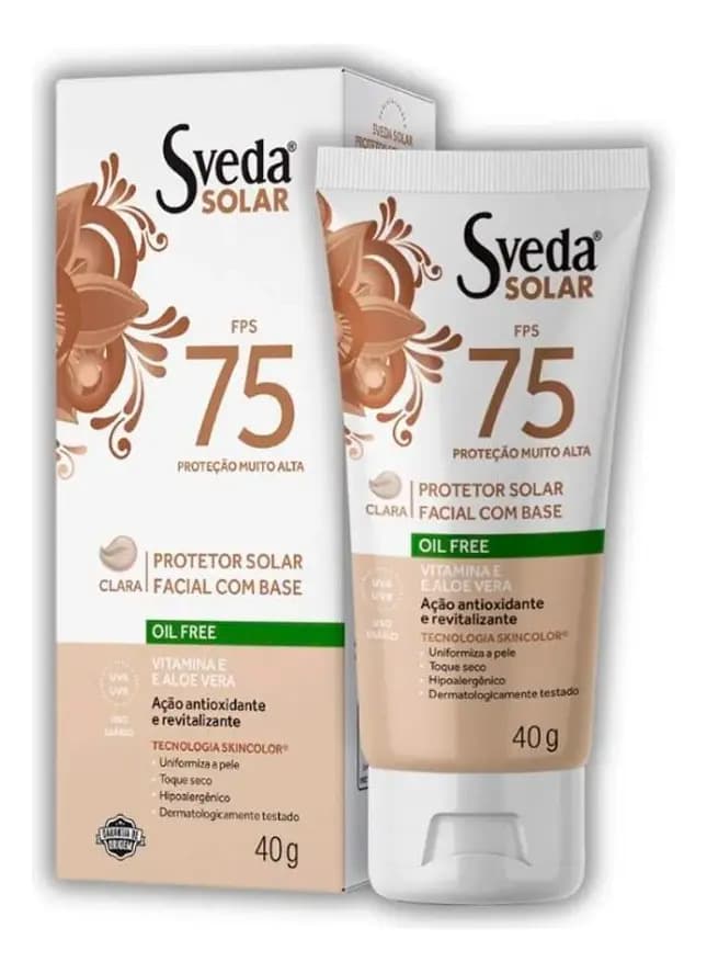 Protetor Solar Facial Fps75 40g Claro Sveda