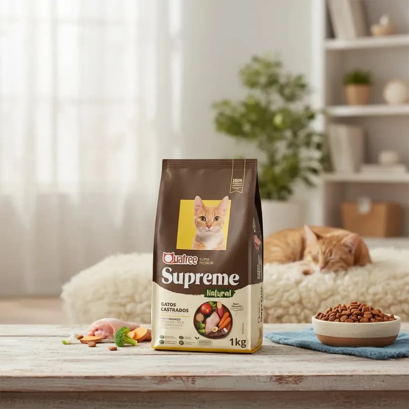 Ração Gatos Castrados Quatree Supreme Natural Frango Super Premium Natural 1kg