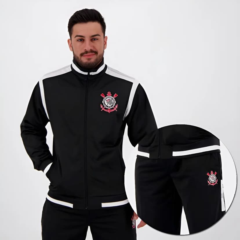 Agasalho Masculino Corinthians c/ Jaqueta e Calça - Tamanho G