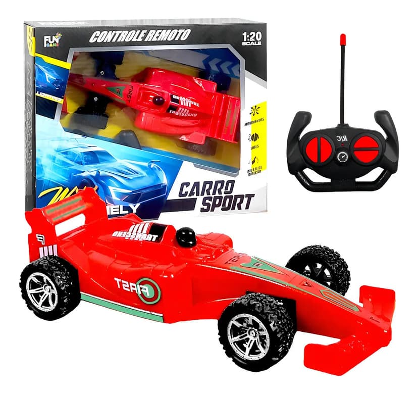 Carrinho Controle Remoto F1 Vermelho Recarregável Barcelona