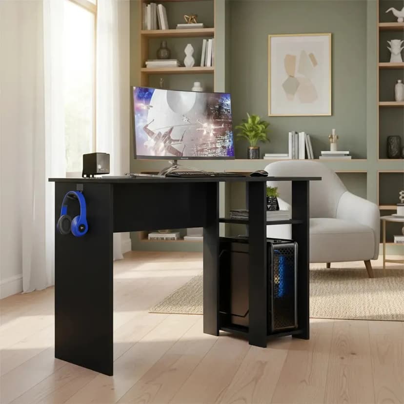 Mesa Computador Gamer 108 Cm Slim Com Suporte Cor Preto