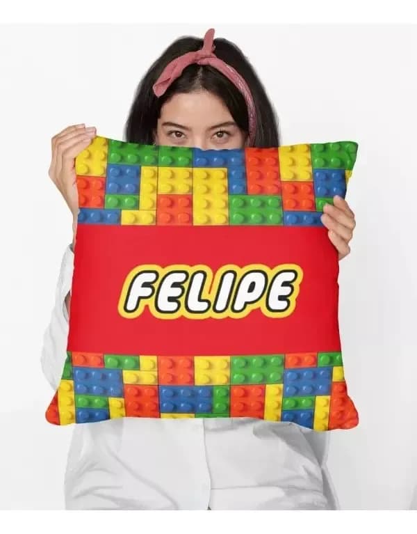 Almofada 40cm Lego Colorido Criança Presente Peçinhas Teen Multicolorido Lego