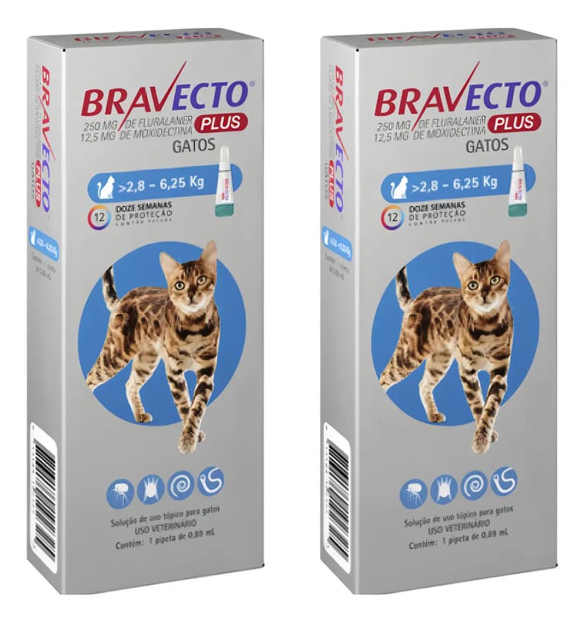 Antipulgas MSD Bravecto Transdermal Plus Gatos 2,8-6,25kg 12 Semanas