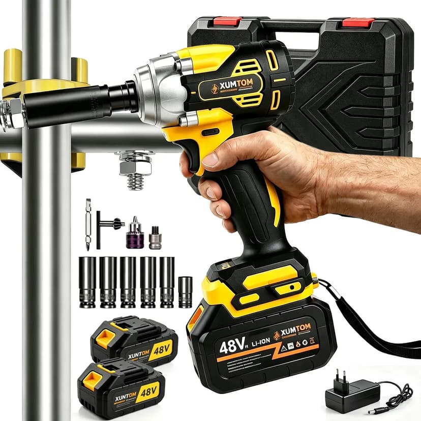 Parafusadeira Furadeira Chave De Impacto 2 Bateria 48v Bivolt Amarelo Parafusadeira e Furadeira para Profissional Doméstico